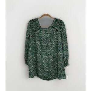 Max Studio Size 2X Green Paisley 3/4 Sleeve Lightweight Blouse Top Spring